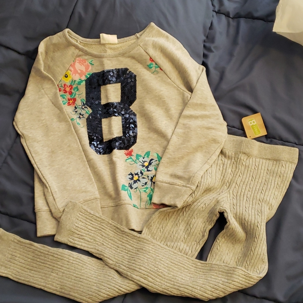 Crazy 8 sweater girls 7/8 with leggings